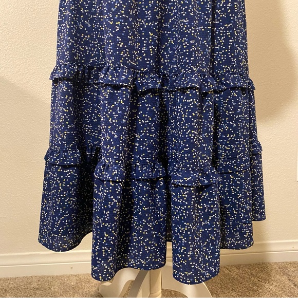 Max Studio Speckled V-Neck Blue Ruffle Maxi Dress - Picture 9 of 16